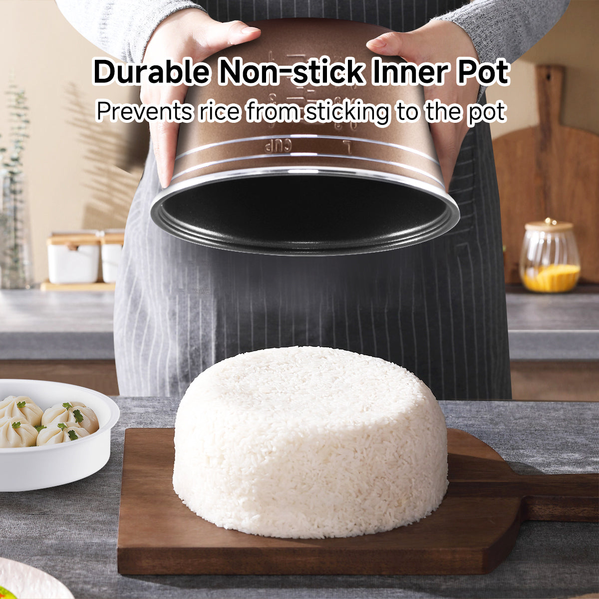 0.8L Non-Stick Rice Cooker with Inner Pot (PPRC610) - Ivory - Perfect for Small Kitchens, Dorms & Travel