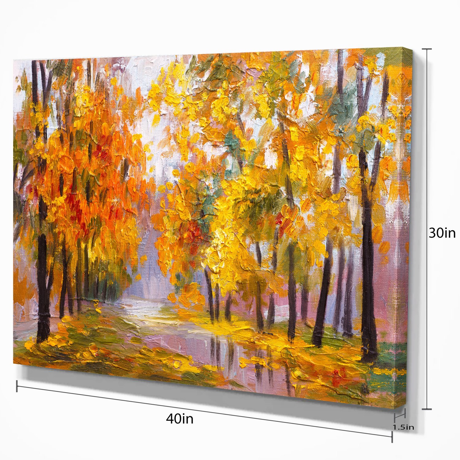 Beautiful Fallen Leaves Landscape Art Print Canvas - Autumn Nature Wall Decor for Living Room, Bedroom & Office