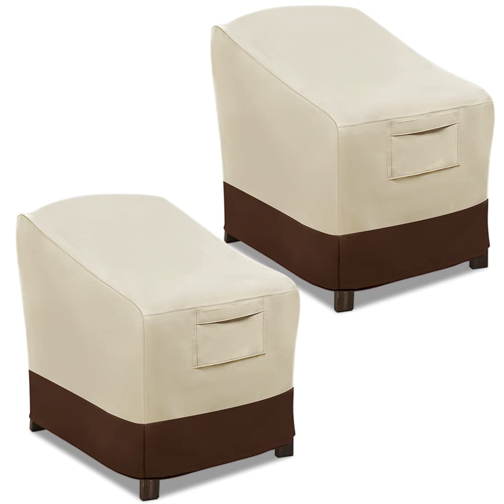 Vailge Heavy Duty Waterproof Patio Chair Covers - Lounge Deep Seat Covers for Outdoor Furniture, Medium Beige & Brown - Perfect for Lawn, Garden & Backyard Protection