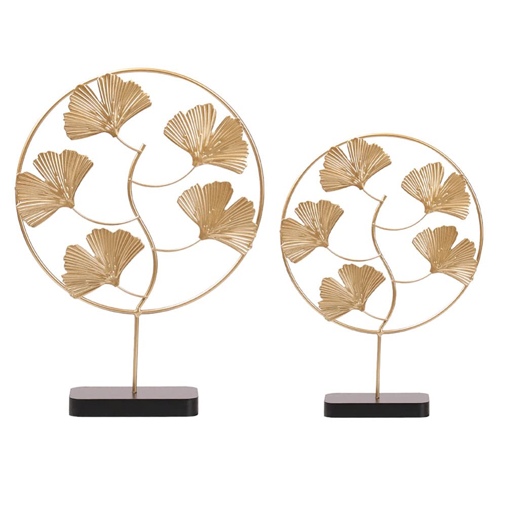 Healifty 2 Pack Golden Apricot Leaf Iron Tabletop Decor - Vintage Metal Leaves Ornament for Home, Wedding, Party & Office Decoration - Elegant Desktop Accent for Fall, Thanksgiving and Seasonal Displays