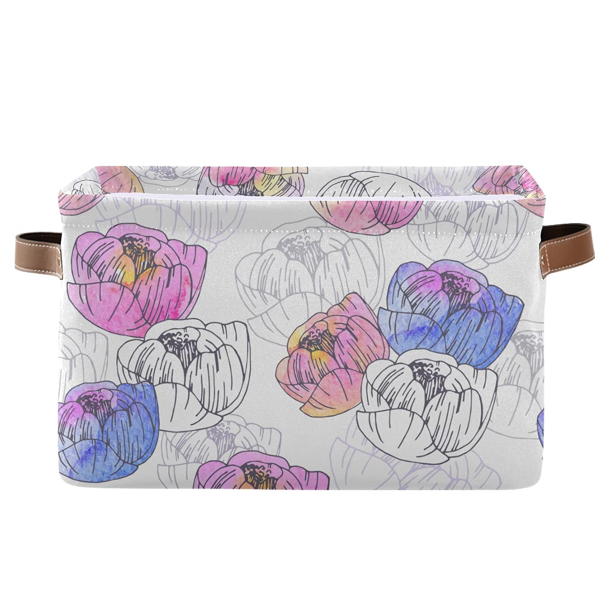 Elegant Poppy Floral Foldable Fabric Storage Bins - Large Capacity Closet Organizers with Reinforced Handles (2-Pack) | Perfect for Bedroom, Closet & Toy Organization