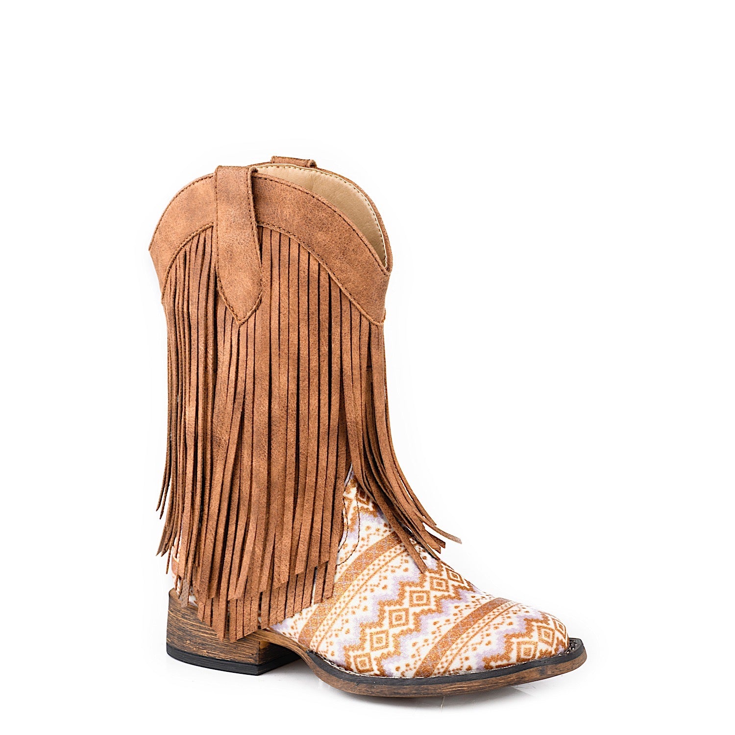 Roper Kids' Double Fringe Cowboy Boots in Tan - Perfect for Western Rodeo, Country Dance & Cowboy Costume Play