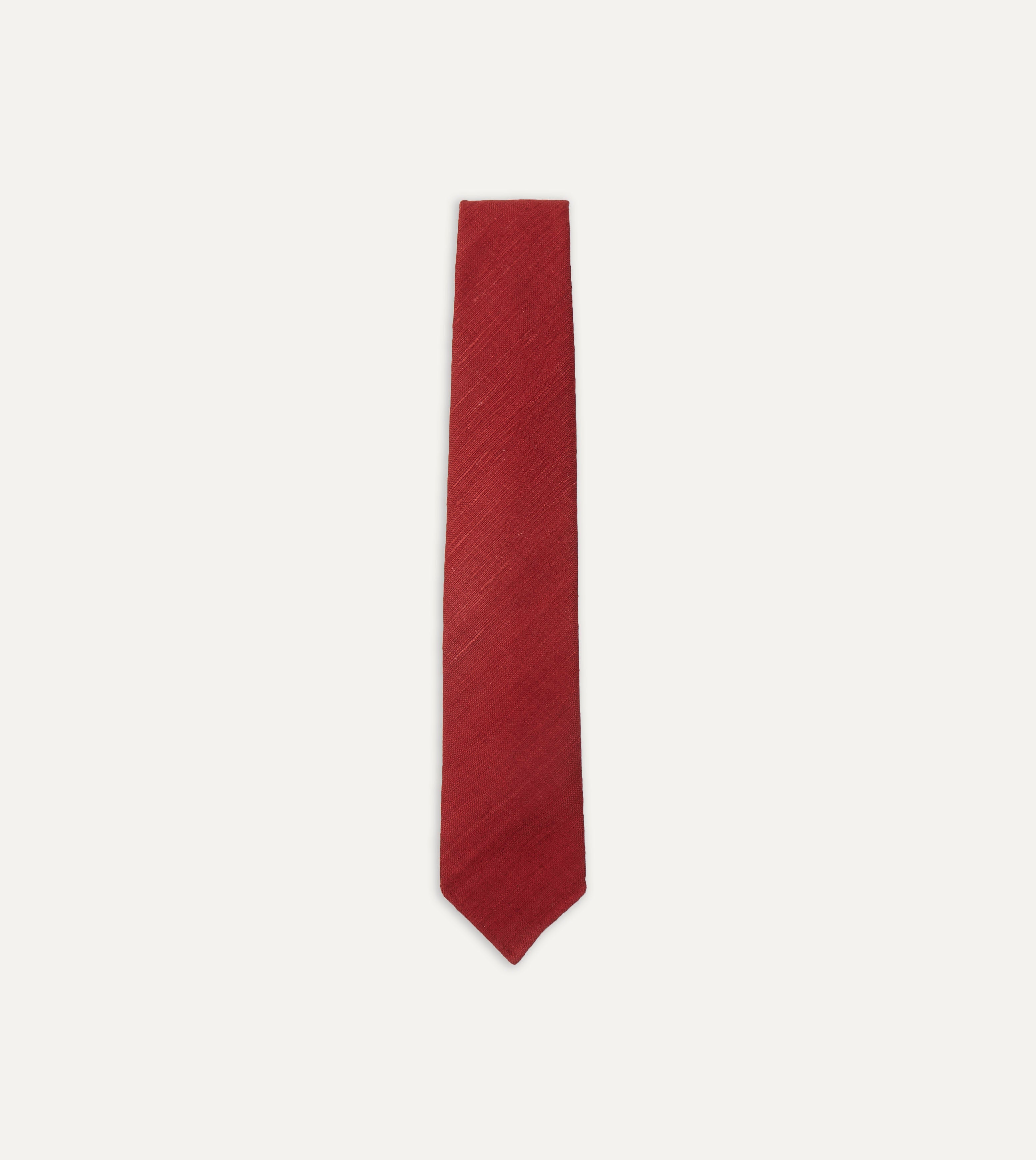 Handmade Red Tussah Silk Tie - Premium Hand Rolled Necktie for Men - Perfect for Weddings, Business Meetings & Formal Occasions