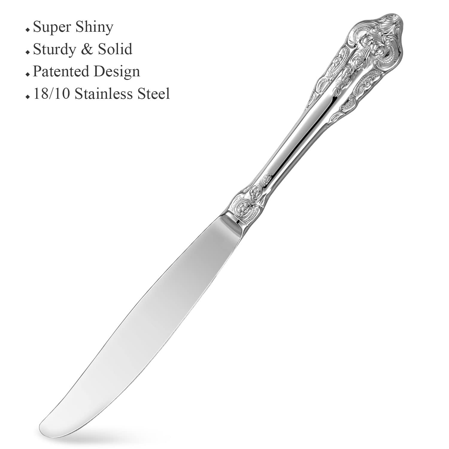 KEAWELL 45-Piece 18/10 Stainless Steel Silverware Set - Service for 8 with Serving Utensils, Mirror Polish Cutlery Set in Antique Baroque Style (Gift Box Included) - Perfect for Fine Dining, Wedding Registry & Luxury Home Decor