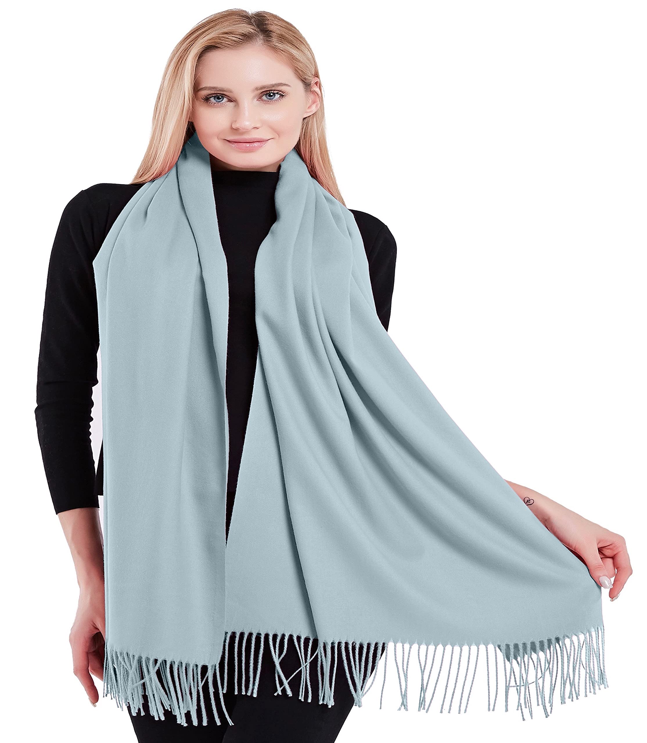 Stylish CJ Apparel Cotton Blend Shawl - Thick Solid Color with Tassels, Pashmina Scarf Wrap for Women | Perfect for Winter, Fall Fashion, Office Wear & Evening Outfits