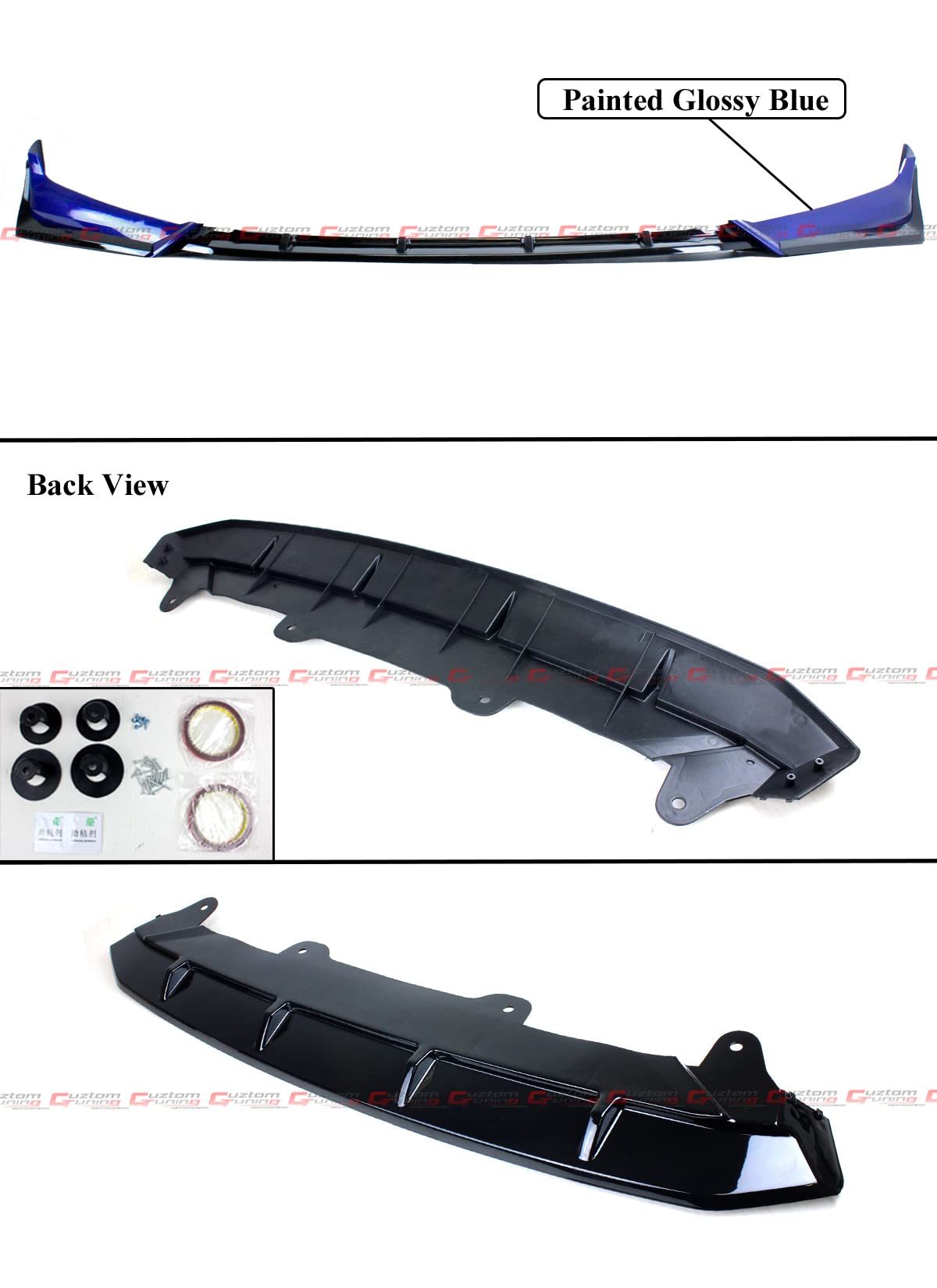 ACR Style JDM Painted Two-Tone Gloss Black & Night Pearl Blue Front Bumper Lip Splitter Kit for 2018-2020 Honda Accord EX/LX/Touring/Sport - Enhance Your Car's Aerodynamics & Style for Street Racing & Show Cars