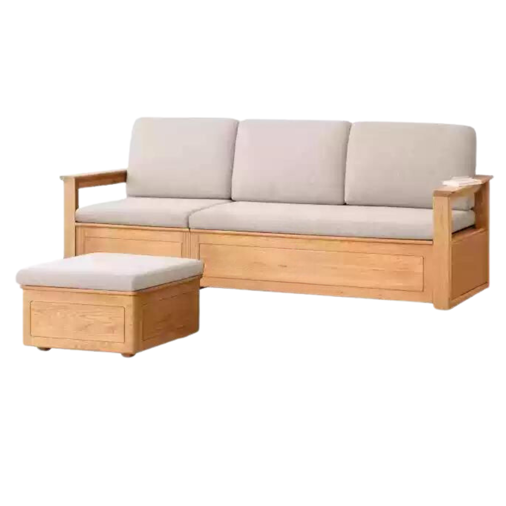 out of stock 89.3х58.6х35.4 inch / 227х149х90сm / Natural wood color / three-seater + footstool (gravel white)