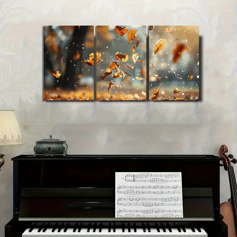 3-Piece Autumn Leaves Wall Art Set - Framed Canvas Prints 50x70cm | High Quality Australian Made Ready-to-Hang Decor | Perfect for Living Room, Bedroom & Office Wall Decor