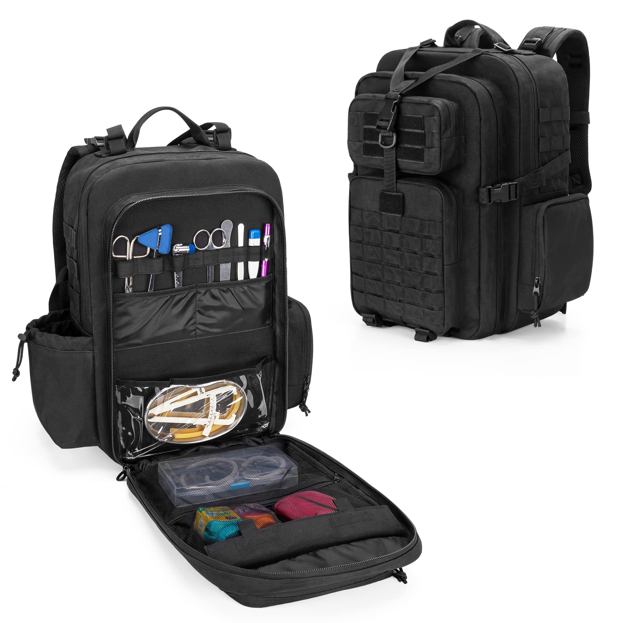 **Damero Medical Tactical Backpack - First Aid & Emergency Supplies Bag with Top Y-Strap for Hiking, Trekking, Hunting, Camping - Durable & Water-Resistant (Black) - Perfect for Outdoor Adventures & Emergency Preparedness**