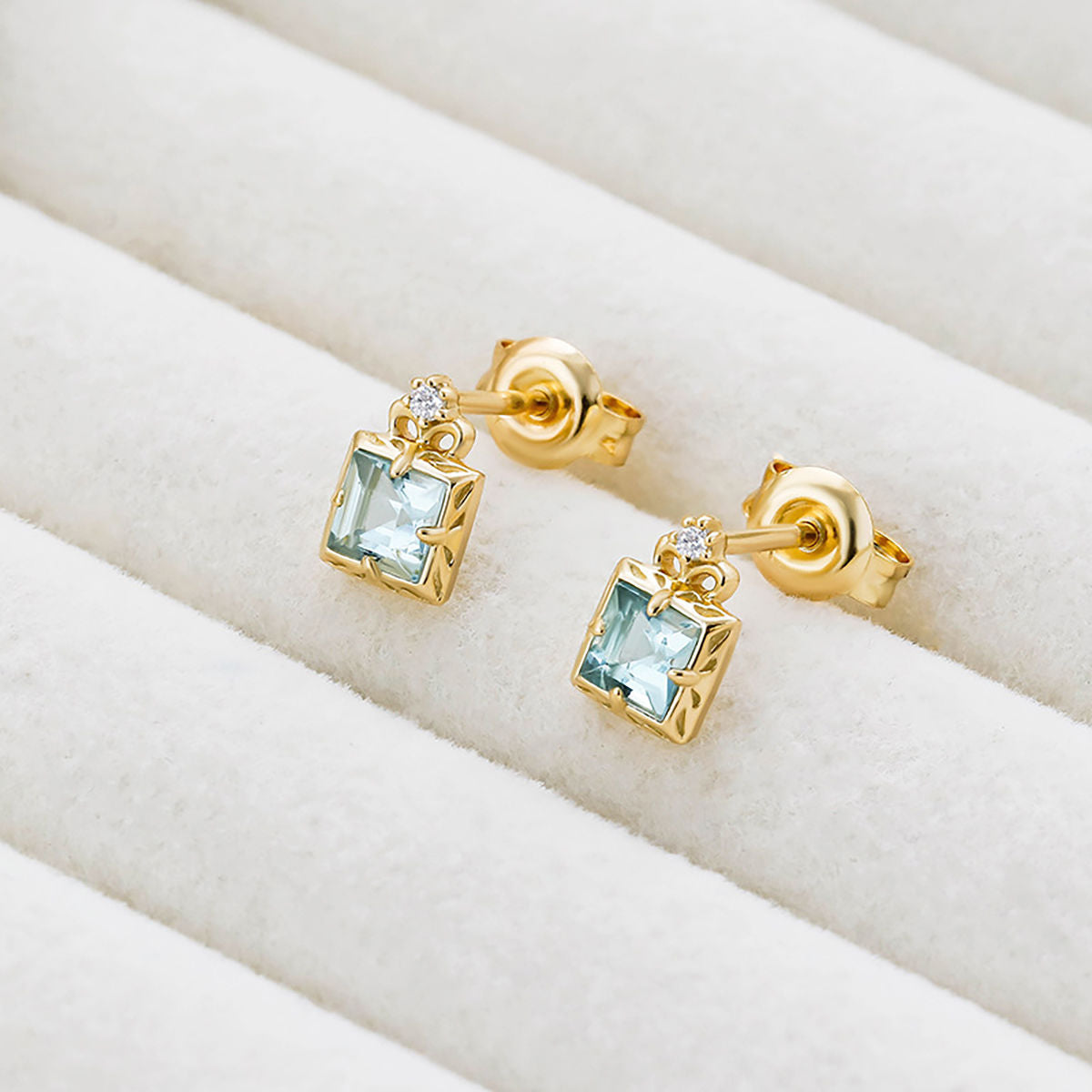 Natural Aquamarine Square Stud Earrings for Women | Sterling Silver 925 Hypoallergenic Jewelry | Elegant Gift for Birthday, Anniversary & Wedding | Perfect for Daily Wear, Office & Special Occasions