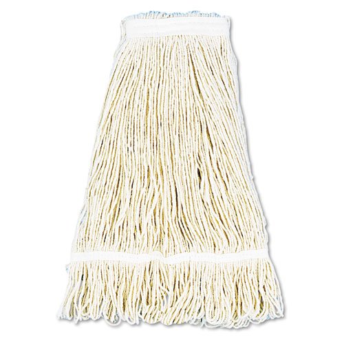 UNISAN Pro Loop Web/Tailband Wet Mop Head - Premium Cotton Mop Refill 24oz, White - Ideal for Hardwood Floors, Tile & Laminate Cleaning