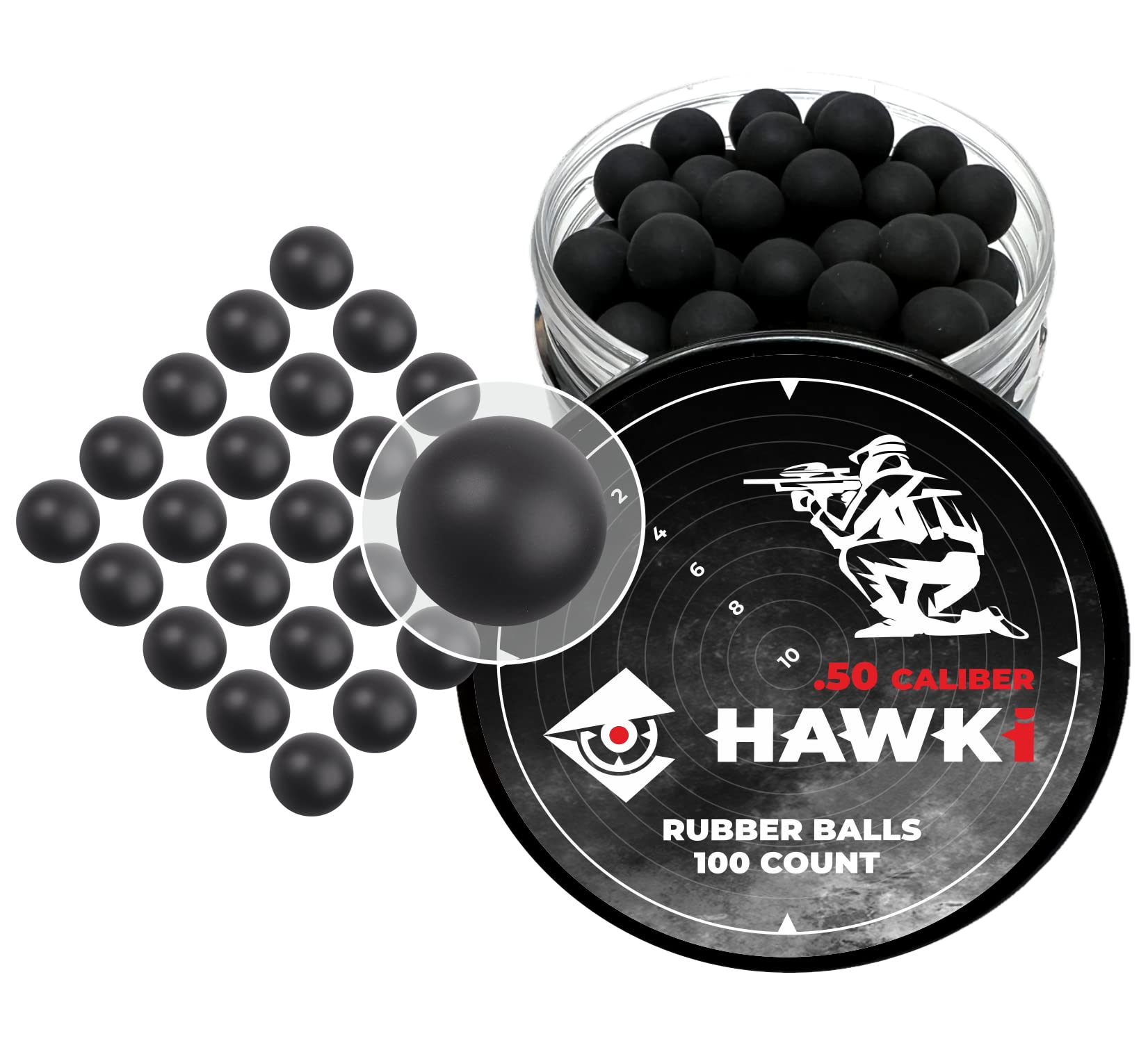Hawki .50 & .43 Caliber Reusable Soft Rubber Training Balls - Less Lethal Ammo for Paintball Guns | Perfect for Target Practice & Safety Drills
