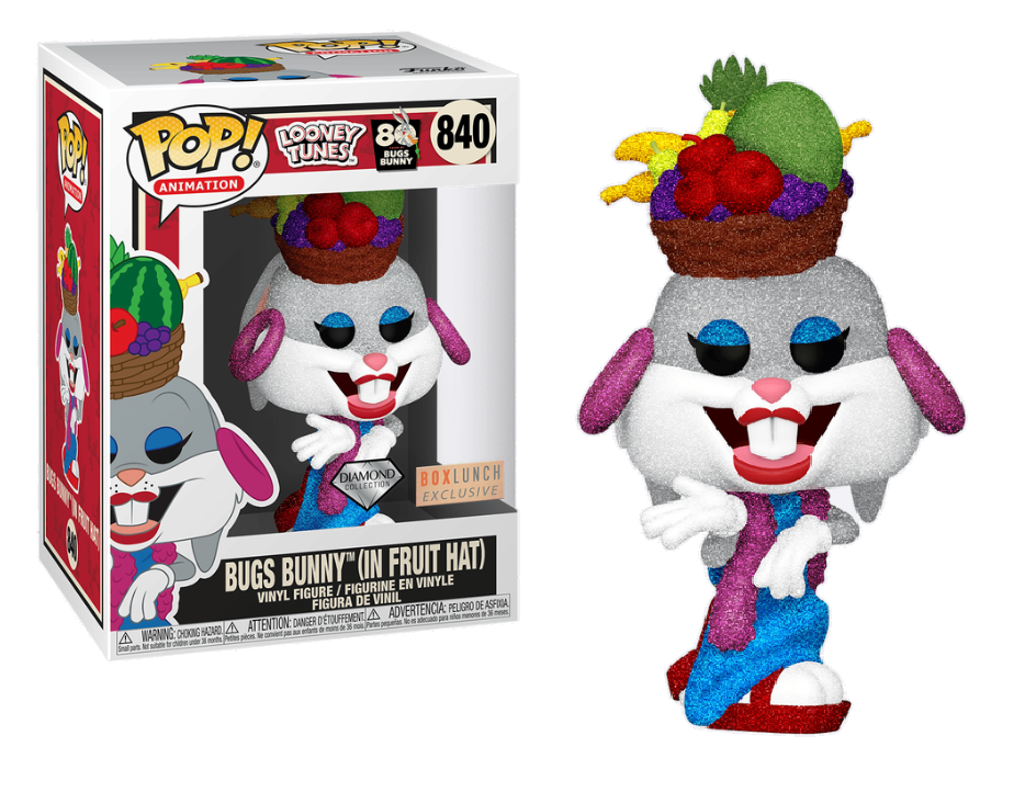 Funko Pop! Vinyl Figure: Looney Tunes Bugs Bunny with Fruit Hat (Diamond Edition) | Exclusive Collectible Toy for Fans & Decor | Perfect for Display, Gifts, and Animation Enthusiasts