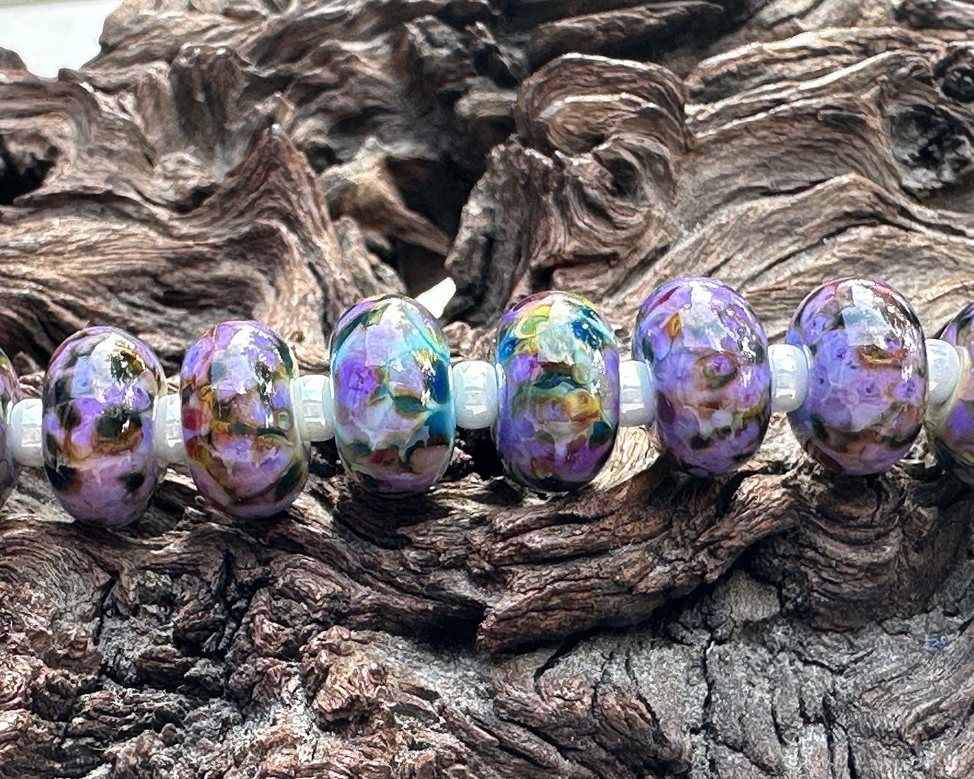 20-Piece Multicolor Mosaic Lampwork Glass Beads Set for Jewelry Making - DIY Bracelets, Necklaces & Craft Projects (SRA)