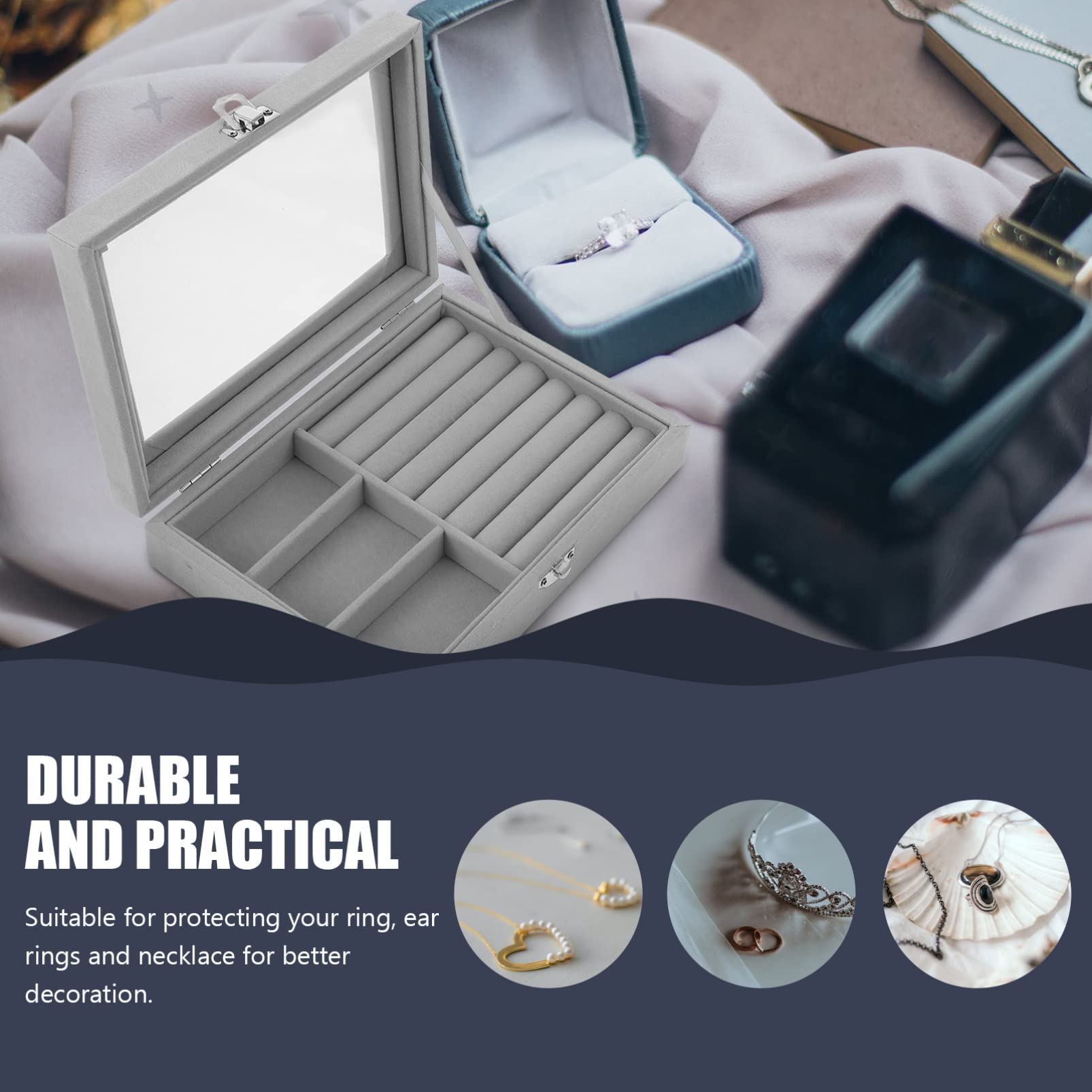 KESYOO 2-Piece Jewelry Organizer Box Set - Necklace & Bracelet Storage Case, Earring Display Holder with Flannel Lining - Portable Travel Jewelry Box for Home, Office & Vanity Organization