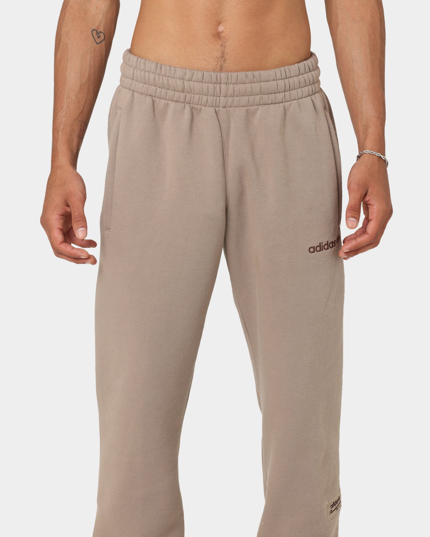Adidas Trefoil Linear Sweatpants for Men - Soft Cotton Jogger Pants with Side Pockets, Brown | Casual Lounge Wear, Gym, Running & Street Style Outfits