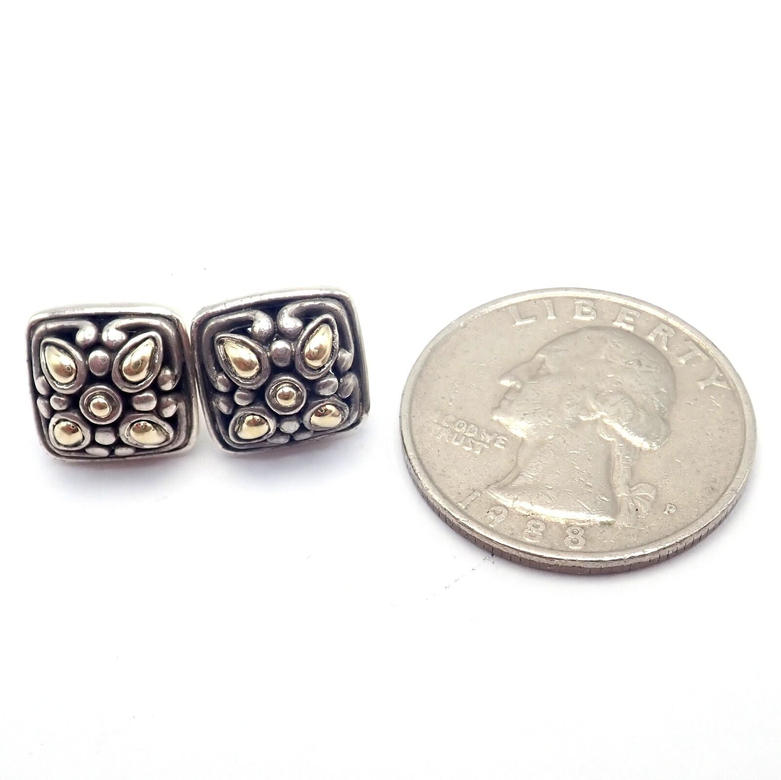 John Hardy JH Silver 18k Yellow Gold Jaisalmer Classic Dot Stud Earrings for Women - Luxury Handmade Jewelry Gift for Birthday, Anniversary & Special Occasions
