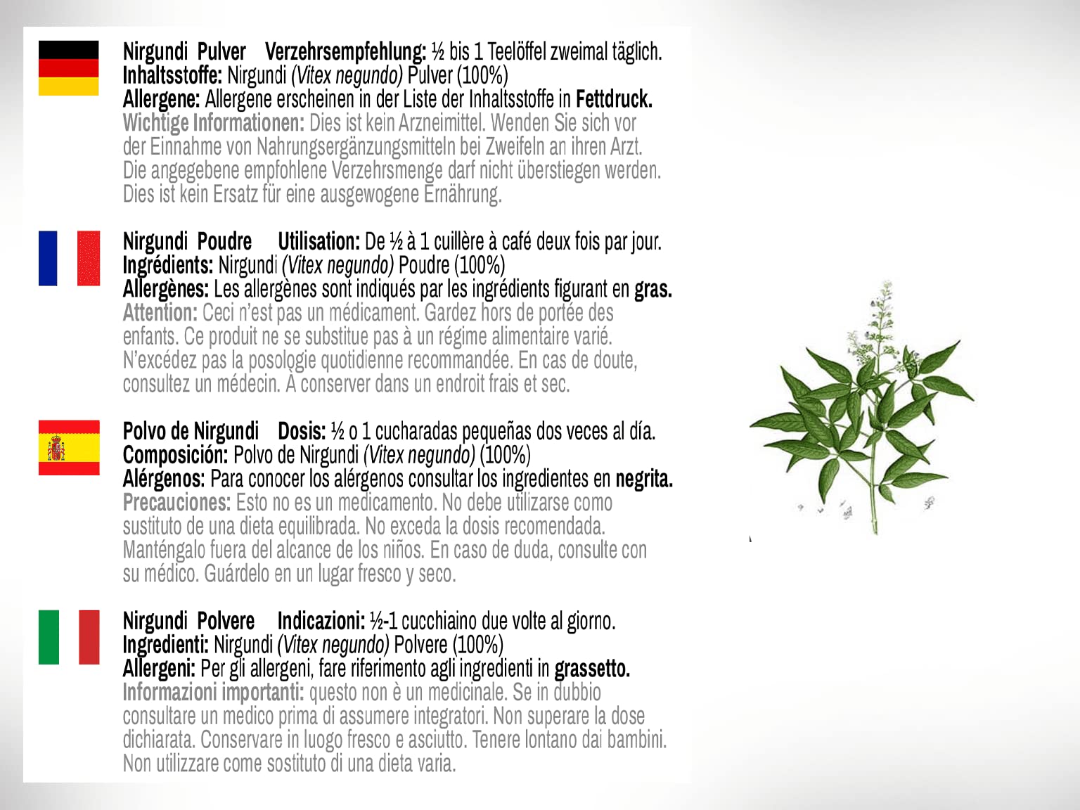 DR WAKDE'S Nirgundi Powder (Vitex negundo) - 100g (3.5oz) | Pure, Raw & Dried Herbal Powder | Natural Aroma & Freshness | Fine Ground Vegan Supplement | Premium Grade Ayurvedic Remedy | No Additives | Perfect for Herbal Tea, Aromatherapy & Natural Healing