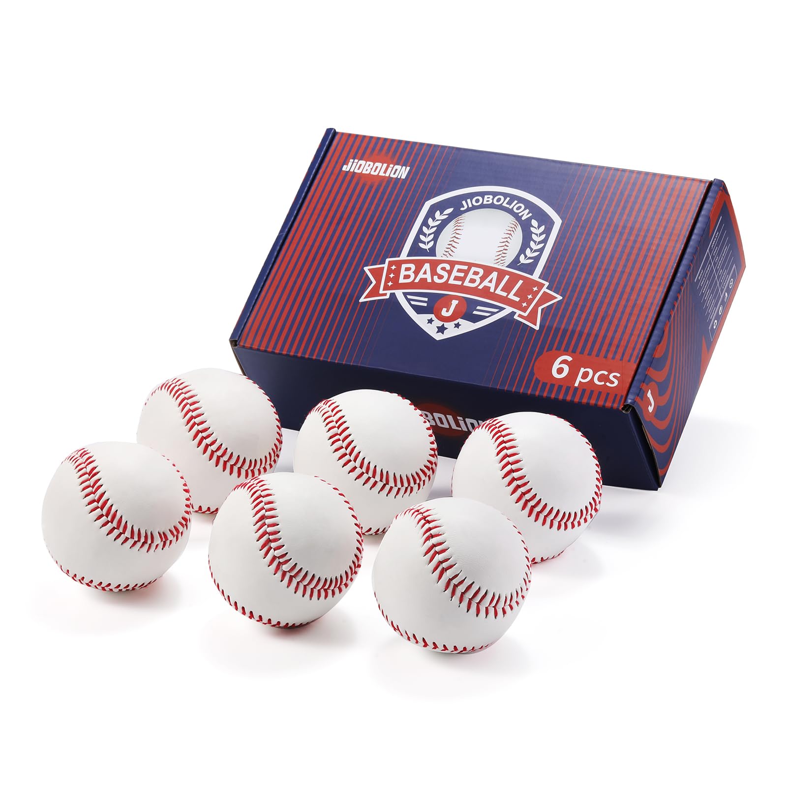 JIOBOLION Leather Baseballs - Official League Size & Weight for Practice, Training, and Games - Pack of 6 Professional Adult Baseballs for Baseball Players, Coaches, and Teams - Perfect for Warmups, Pitching Practice, and Fielding Drills