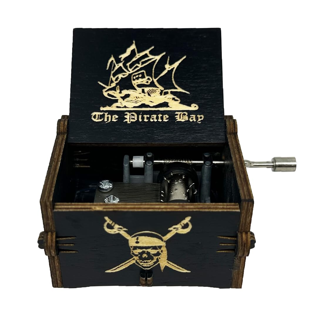 Pirates of The Caribbean Hand Crank Music Box - Wooden Carved Musical Box with Davy Jones Theme Song (Black) | Perfect for Disney Fans, Collectors & Home Decor