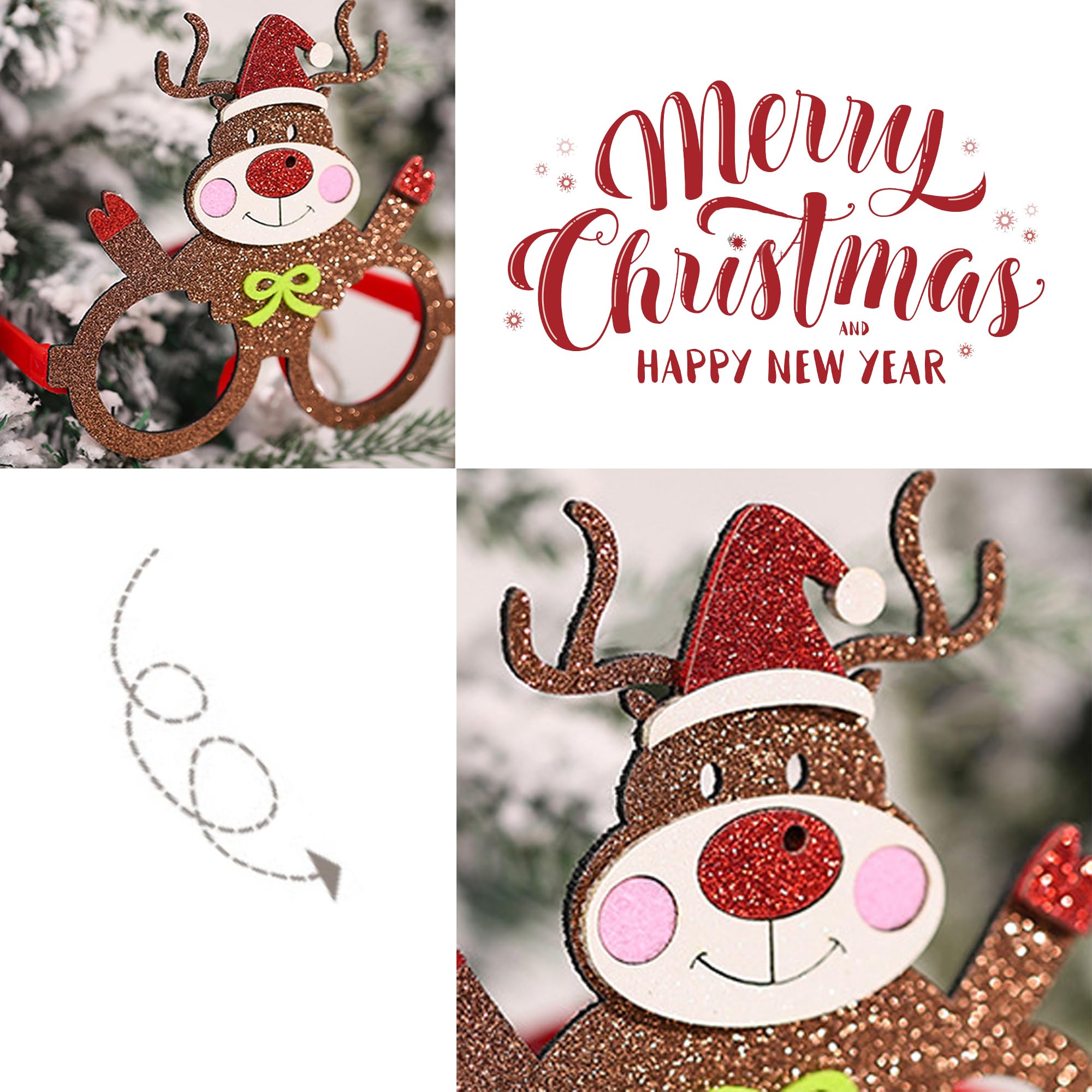 TSJ Christmas Party Glasses - 4 Pack Glitter Plastic Holiday Drinking Cups for Xmas Party Favors, Christmas Decorations & New Year Celebrations - Perfect for Holiday Toasts, Office Parties & Festive Gatherings