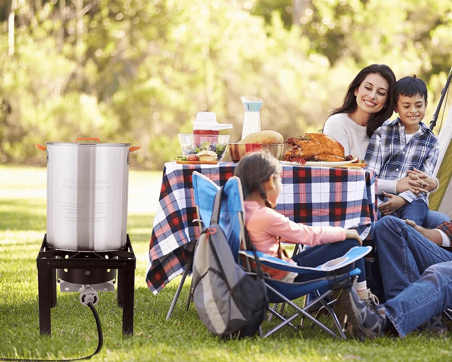 Lafati 30QT & 10QT Turkey Fryer Set with Large Steamers - 54,000BTU High Output Burner for Outdoor Cooking, Camping, Thanksgiving Dinner - Perfect for Backyard BBQs, Tailgating & Holiday Feasts