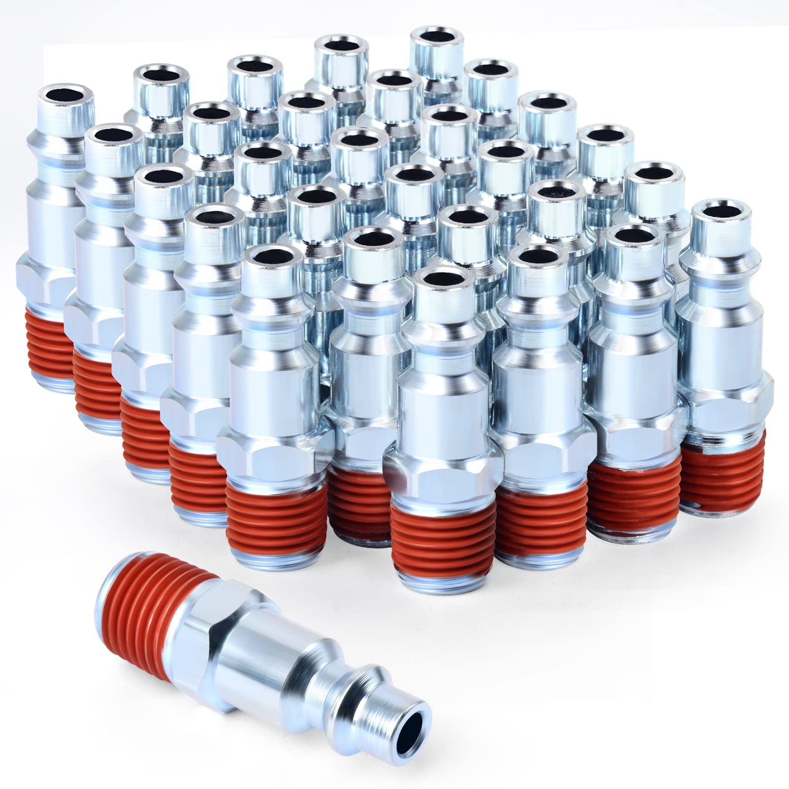 GASHER 1/4-Inch NPT Male Industrial Air Plug - 300PSI High Pressure Pneumatic Plugs (10-Pack) - Perfect for Air Compressors, Pneumatic Tools & Industrial Applications