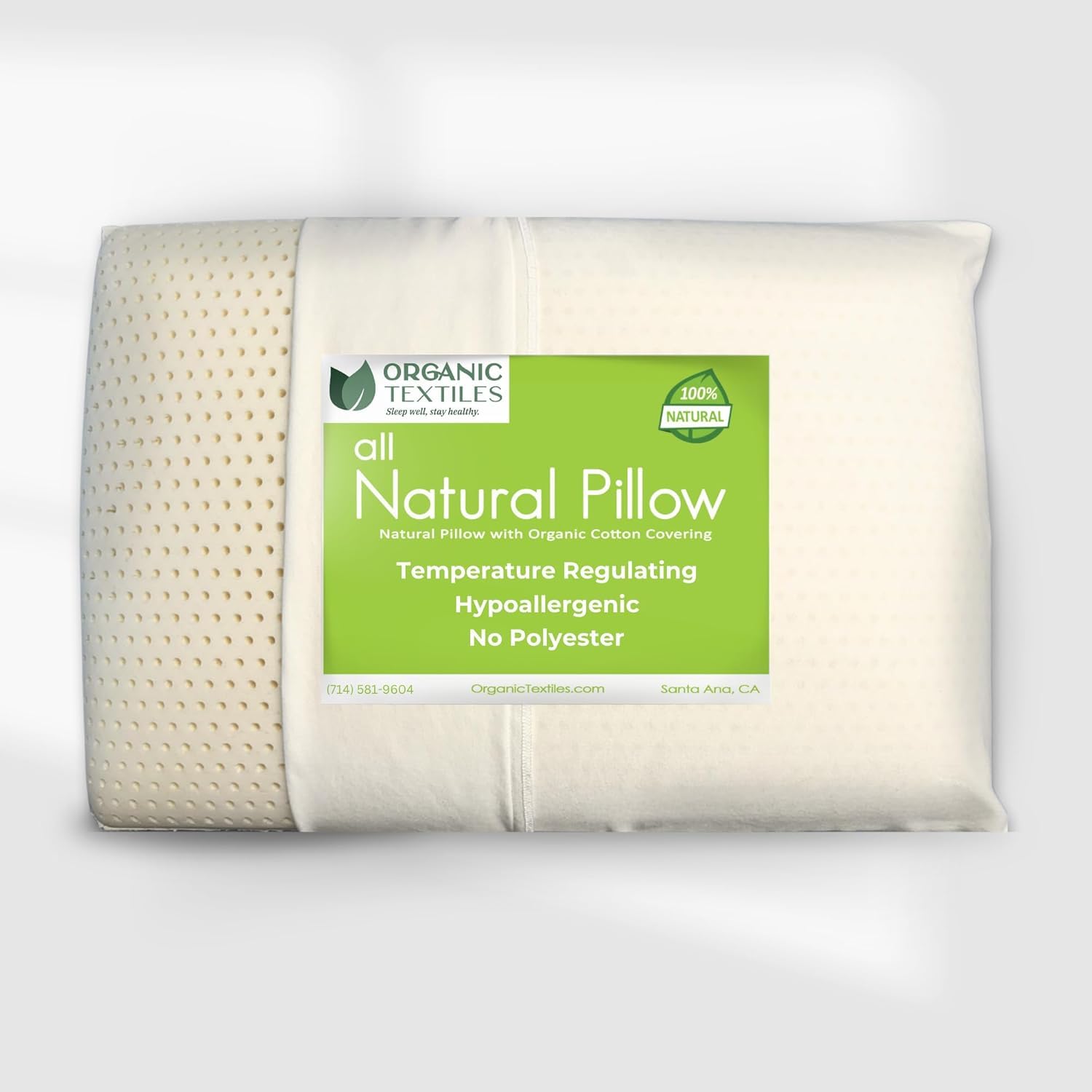 Organic Latex Pillows with Cotton Cover (Standard, Medium, 2-Pack) - GOTS Certified, Hypoallergenic, Neck Pain Relief Pillow for Side, Back & Stomach Sleepers | Ideal for Home, Office & Travel Use
