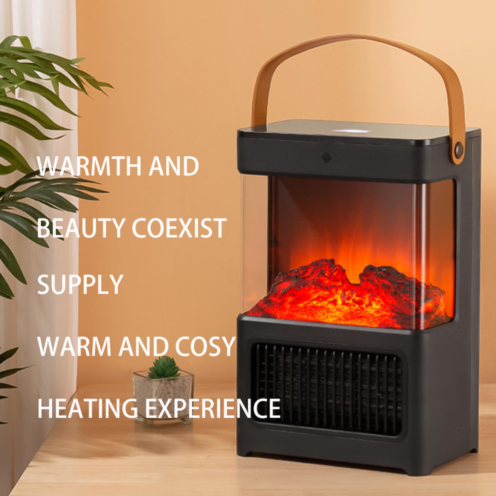 Electric Fireplace Heater - 3-Second Fast Heating, 3-Speed Adjustable, Realistic 3D Flame Effect with Remote Control - Perfect for Bedrooms, Living Rooms & Indoor Spaces