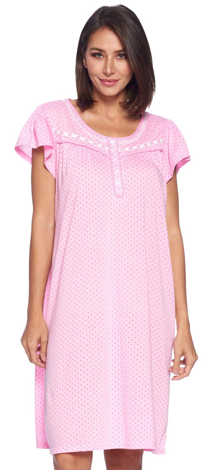 Women's Floral Short Sleeve Nightgown - Soft Casual Sleepwear for Comfortable Nights | Perfect for Summer Bedtime & Lounge Wear