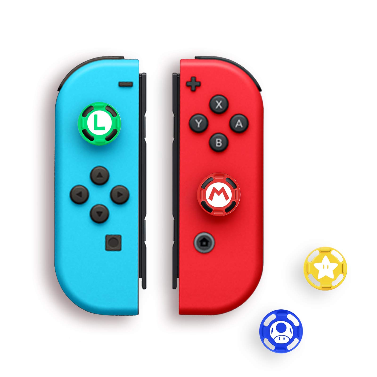 4Pcs Silicone Joystick Thumb Grip Covers for Nintendo Switch Joy-Con/Switch OLED/Switch Lite - Anti-Slip, Comfortable Game Controller Accessories for Enhanced Gaming Experience - Perfect for Mario Kart, Zelda & Multiplayer Gaming Sessions