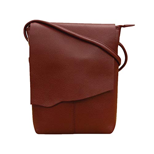 Genuine Leather Mini Crossbody Bag with RFID Blocking & Zipper - ili New York Raw Edge Flap Pocket Purse for Women | Perfect for Travel, Shopping & Everyday Use