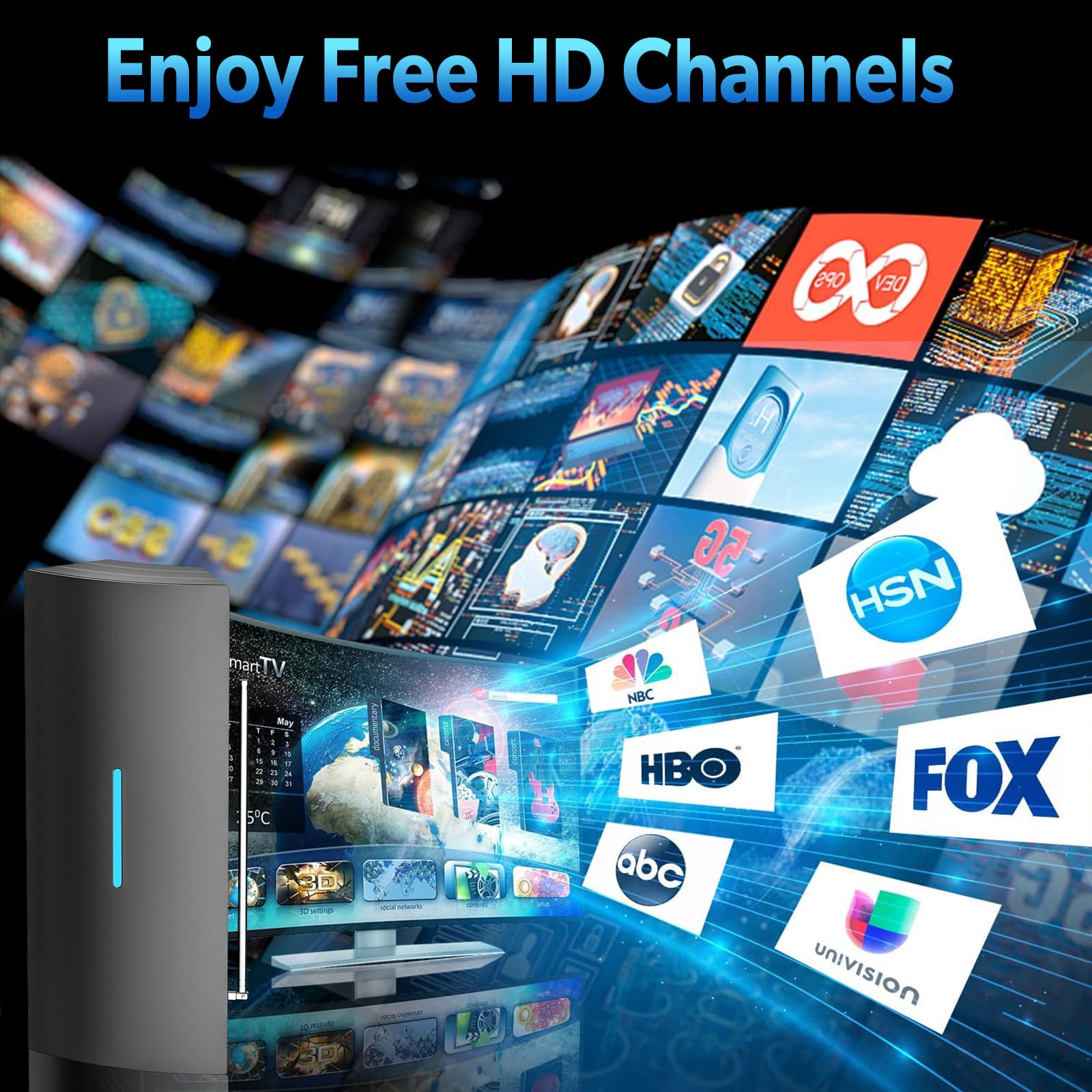 2025 Digital TV Antenna for Smart TVs - Indoor HD Antenna with 150 Mile Range, 4K Ultra HD, 1080p HDTV Reception - Perfect for Home, Apartment, RV & Camping Use