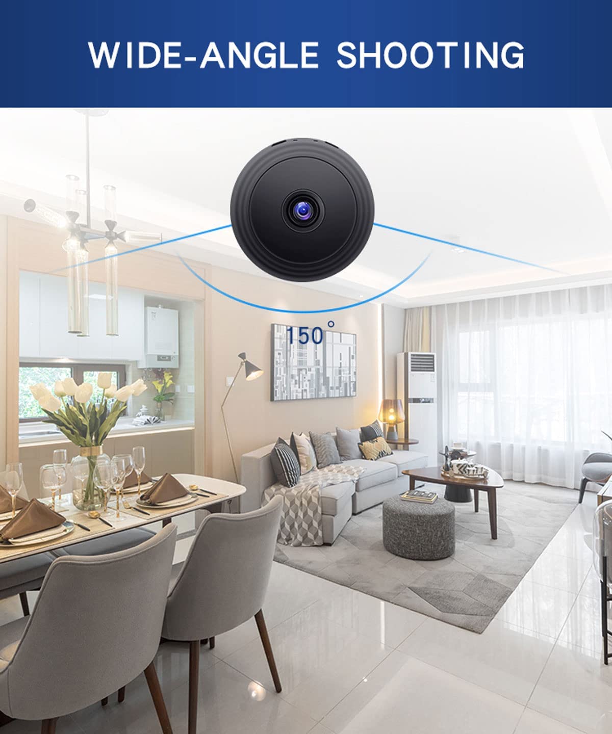 Senri Mini Hidden Camera - 1080P HD WiFi Portable Nanny Cam | Home Security Surveillance & Baby Monitor | Indoor/Outdoor Use for Pets & Home Protection | Perfect for Nursery, Living Room & Backyard Monitoring