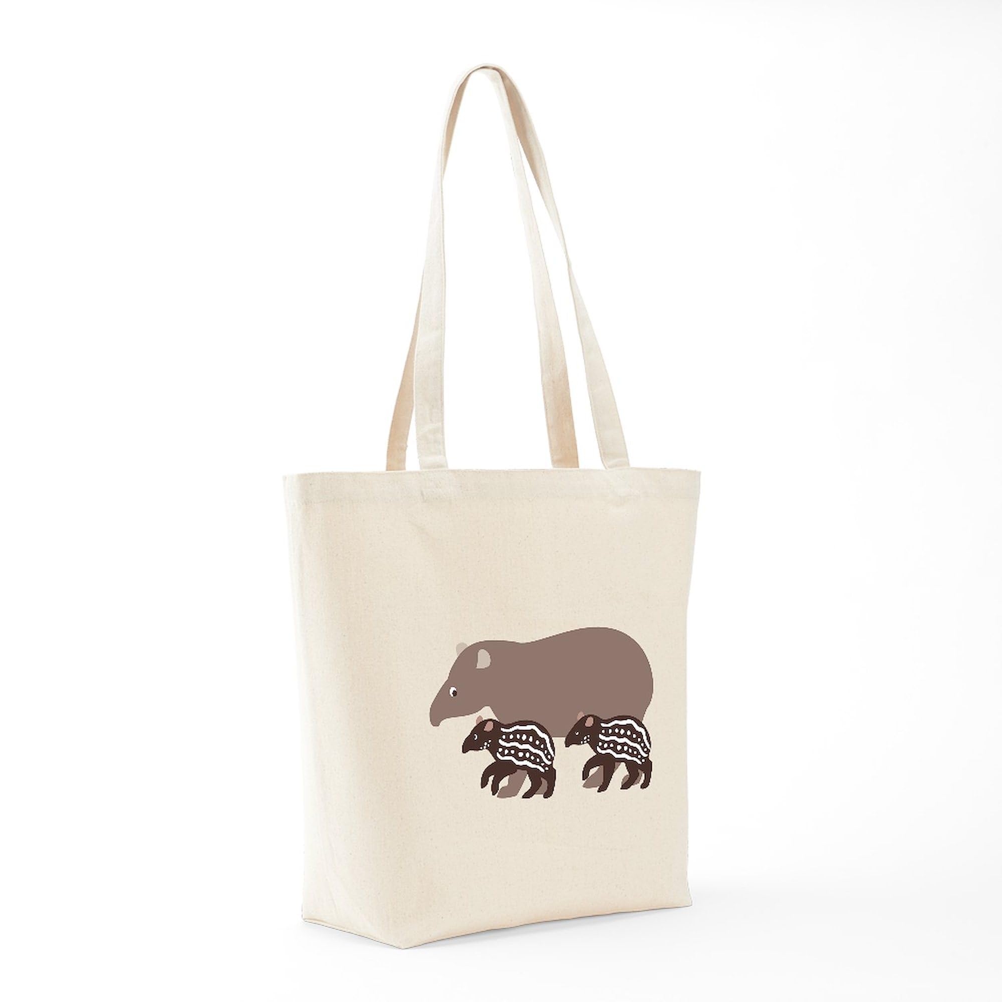 CafePress Tapir Family Natural Canvas Tote Bag - Eco-Friendly Reusable Grocery Shopping Bag for Groceries, Beach Trips & Farmers Market