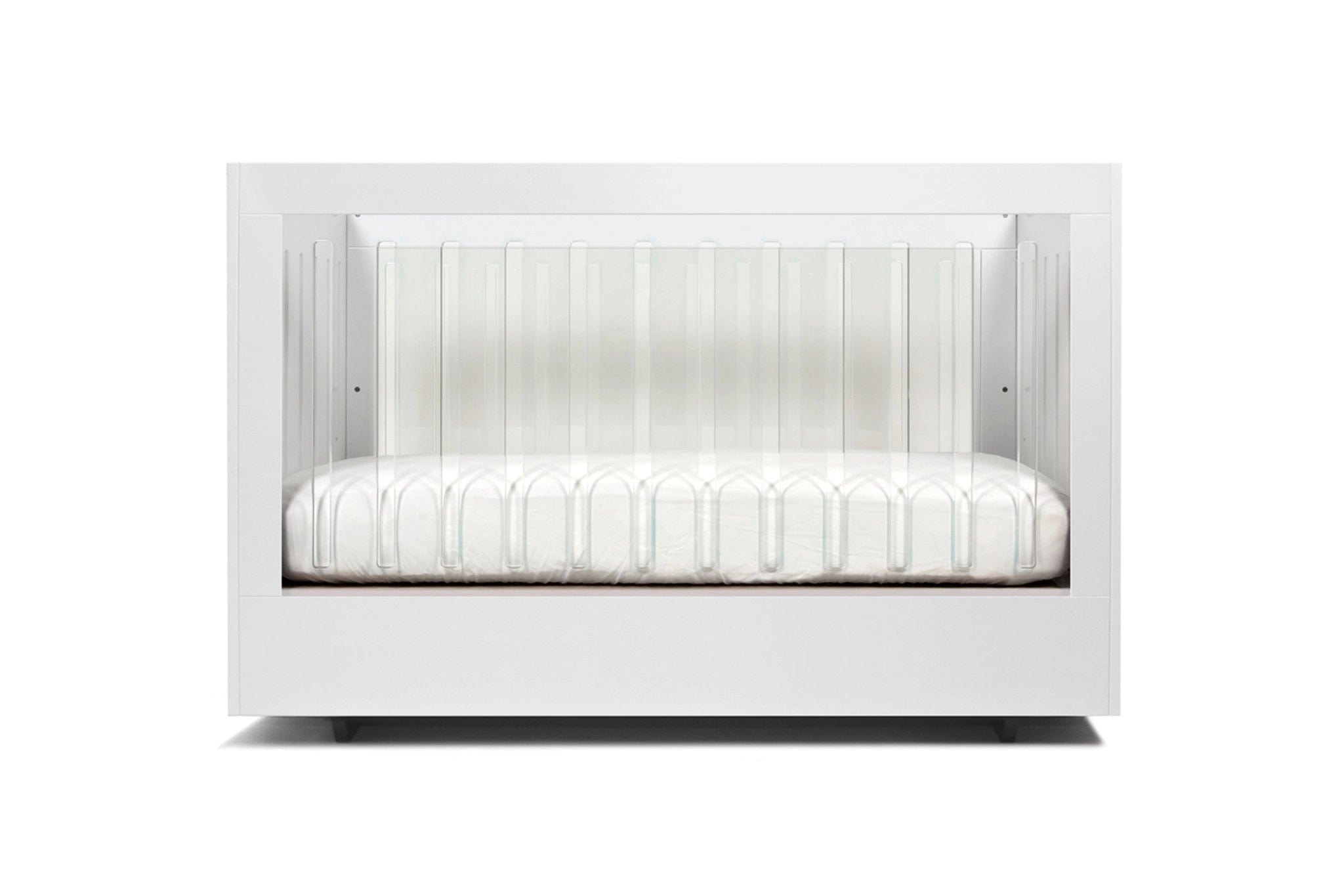 Spot On Square Roh Acrylic White Baby Crib - Modern Nursery Furniture for Newborns & Toddlers - Perfect for Bedrooms, Daycares & Gift Registries