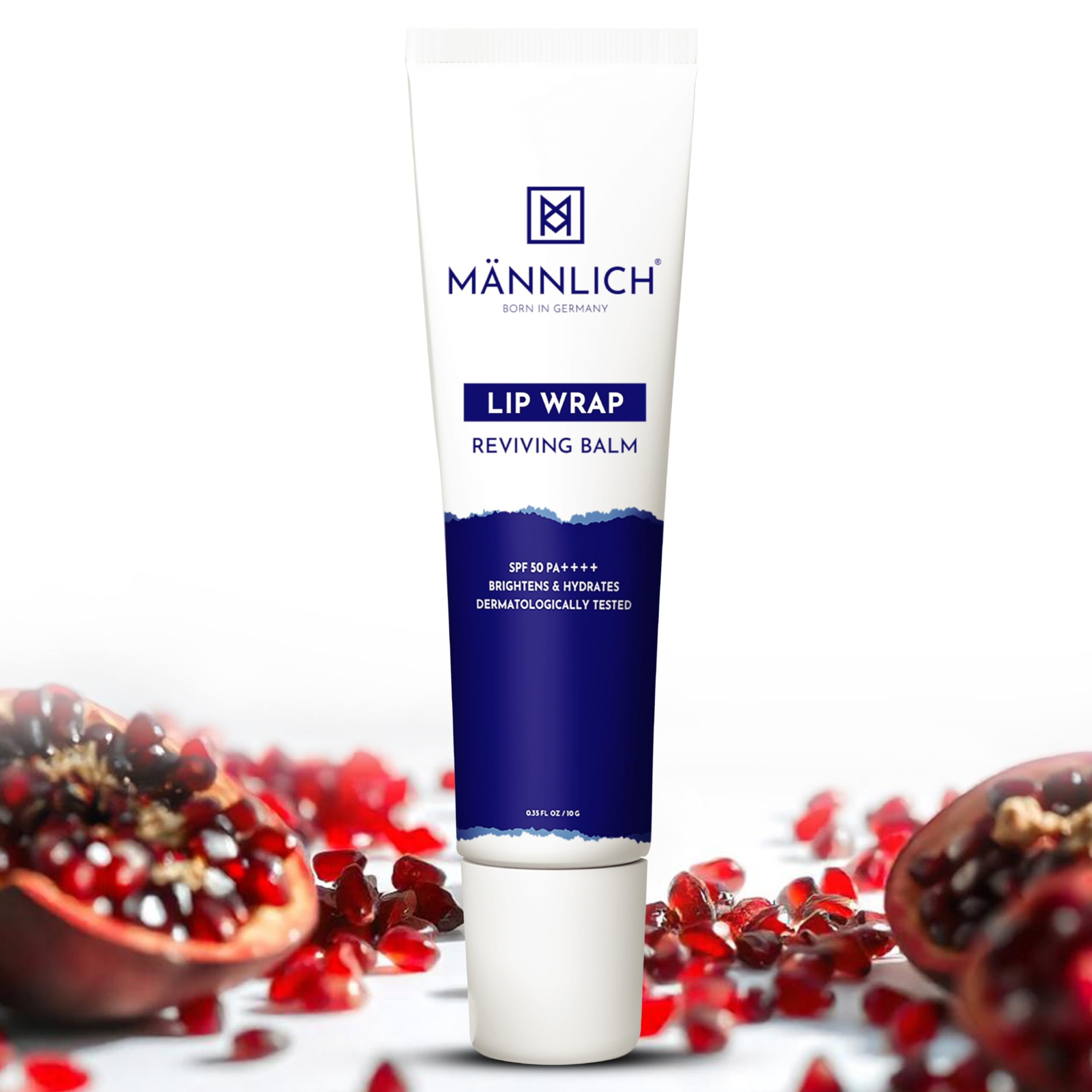 Mannlich SPF 50 PA++++ Lip Balm for Men - 2% Kojic Acid & 1% Hyaluronic Acid Lip Care Treatment - Moisturizing, Lightening, Long-Lasting Hydration for Dry & Chapped Lips (10g) - Perfect for Outdoor Activities, Workouts & Daily Lip Protection