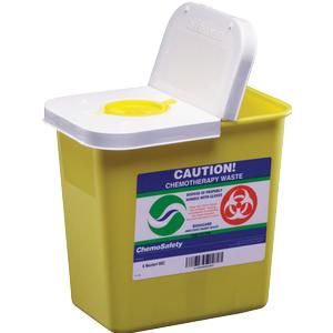 Covidien ChemoSafety Container with Hinged Lid - 2 Gallon Hazardous Waste Disposal Bin for Medical & Laboratory Use - Ideal for Hospitals, Clinics & Research Facilities