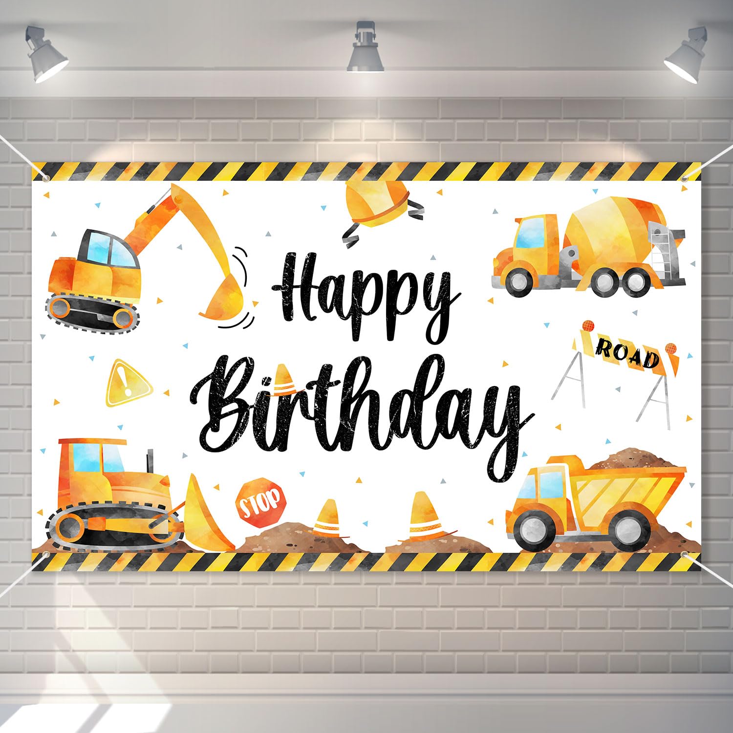 3 x 5Ft Construction Themed Birthday Party Backdrop Banner - Heavy Duty Vinyl Decor for Boys Construction Party, Kids Birthday, Baby Shower & Construction Site Photo Booth Background