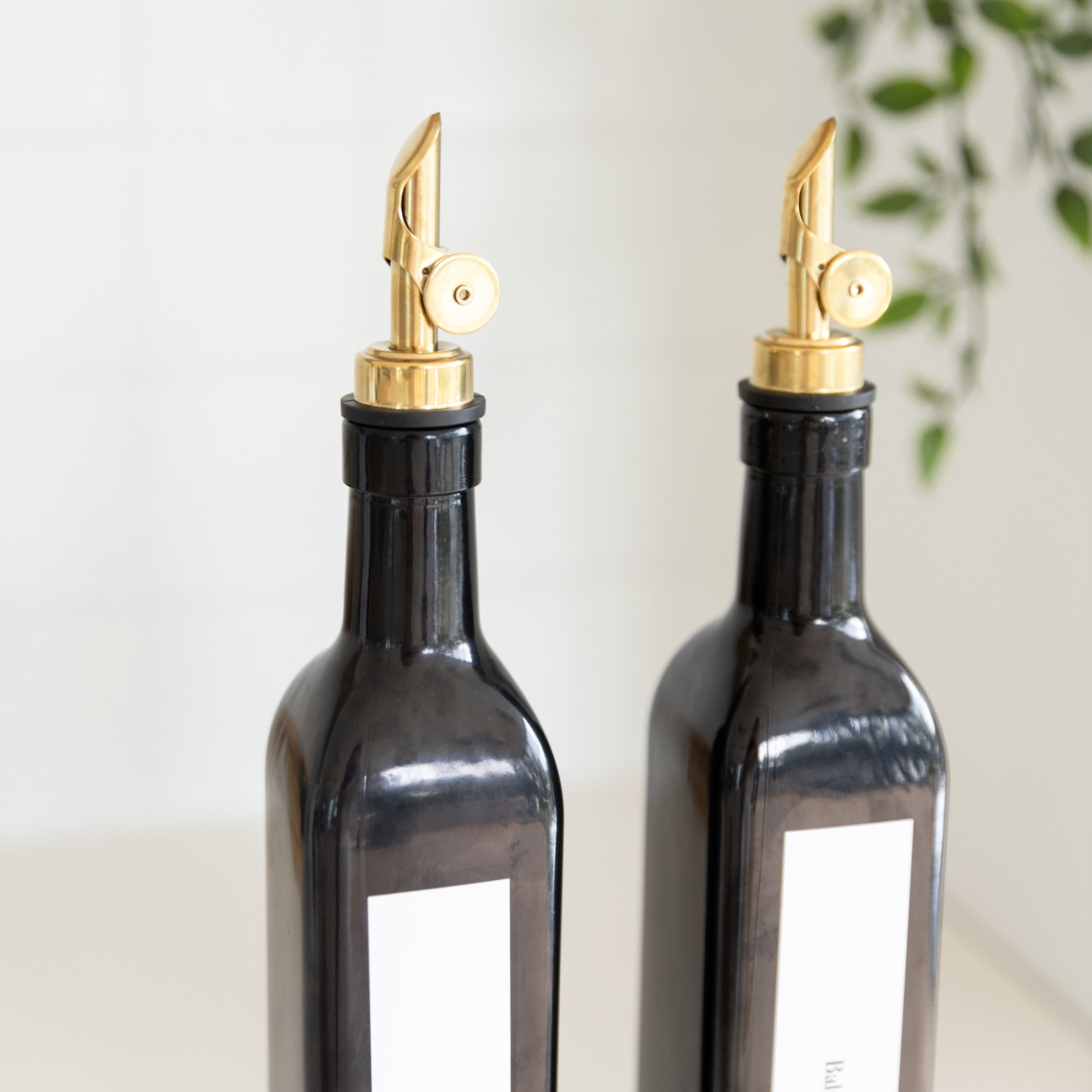 Premium Oil and Vinegar Dispenser Bottles with Gold Pour Spouts - Elegant Kitchen Accessories for Salad Dressing, Cooking & Dining Table Decor