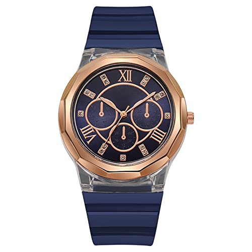 Elegant Minimalist Women's Quartz Watch with Silicone Strap - Blue Face Fashion Watch for Women - Perfect Gift for Her - Ideal for Everyday Wear, Office & Casual Outfits