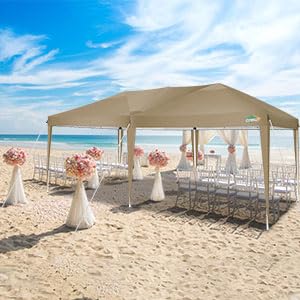 COBIZI 10x20ft Pop Up Canopy Tent - Waterproof Instant Shelter for Outdoor Events, Weddings & Commercial Use | Portable Gazebo for Camping, Backyard Parties & Car Protection (Khaki)