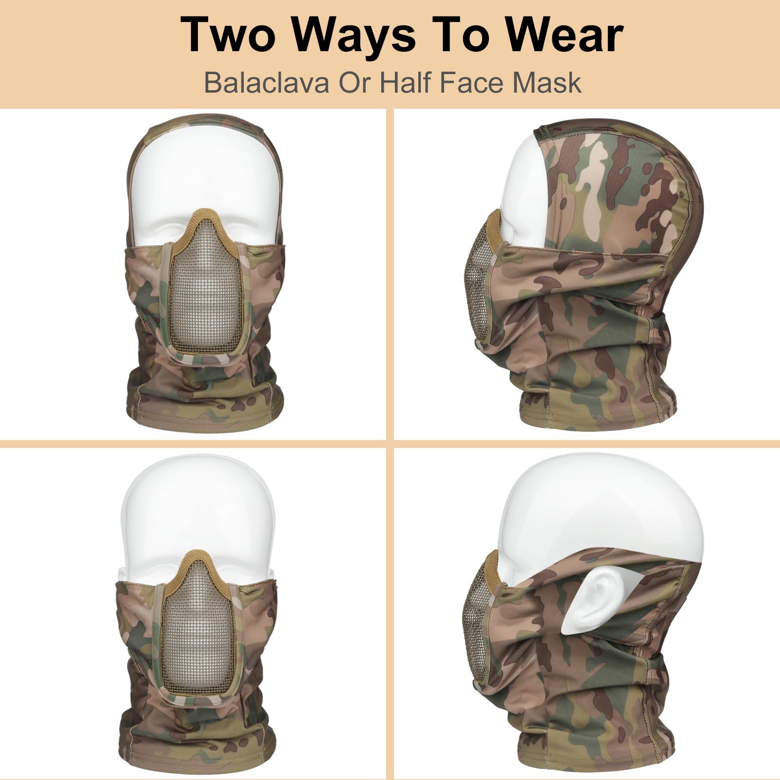 Tactical Airsoft Helmet Black - Full Face Protection with Mesh Mask & Anti-Fog Goggles - Military Gear for Airsoft Games, Paintball & Outdoor Tactical Training