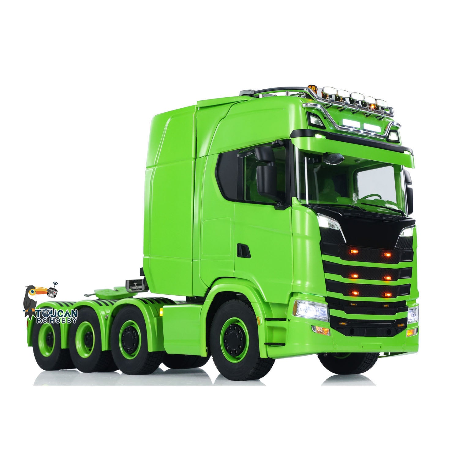 1/14 Scale 8x8 Metal Chassis RC Tractor Truck 770S - 2.4GHz Remote Control Lorry with RTR, Battery, Warning Lights & Magnetic Roof Spotlight - Perfect for Off-Road Racing, Construction Play & RC Hobby Enthusiasts