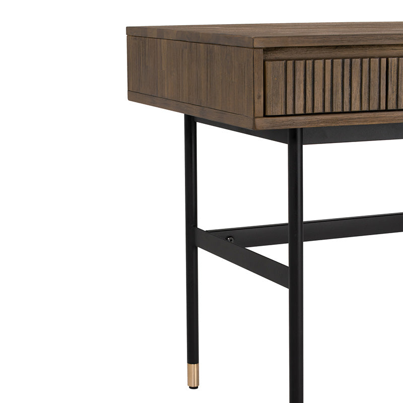 Hamilton Study Desk 140cm - Solid Oak & Acacia Veneer Toffee Finish - Perfect for Home Office, Student Dorm, or Small Space Workstation