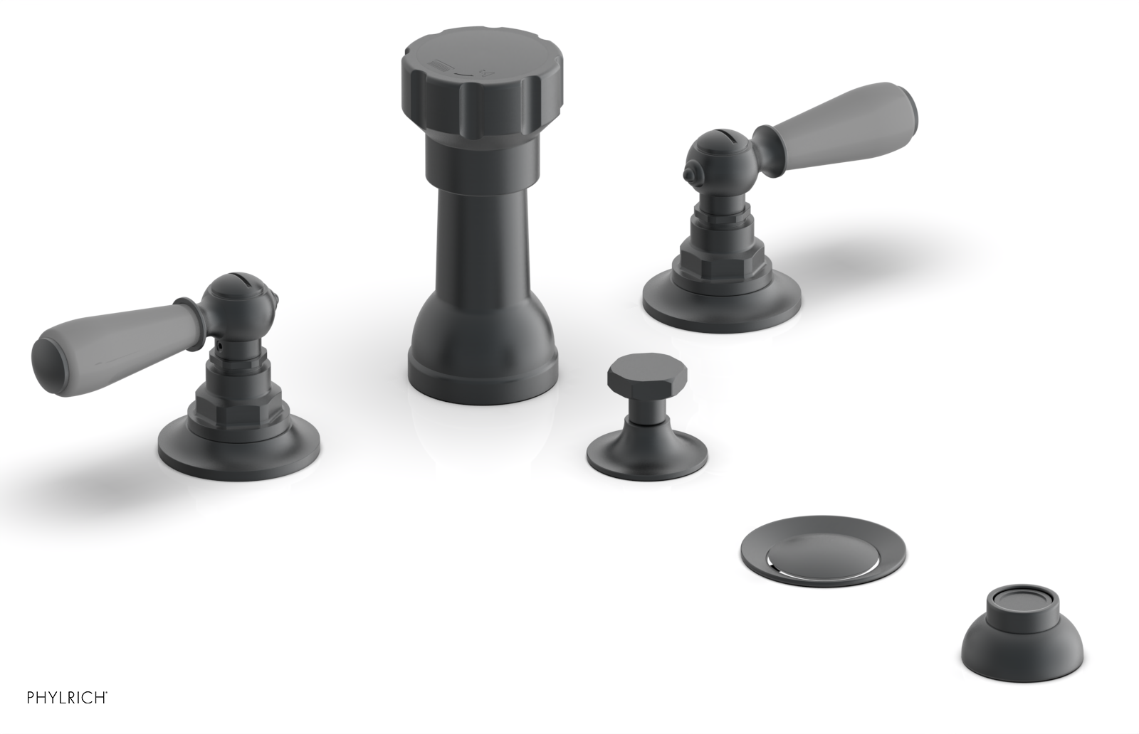 Jamestown 4-Hole Bidet Faucet Set with Lever Handles & Grey Accents - 165 61 - Perfect for Modern Bathroom Renovation and Hygienic Comfort