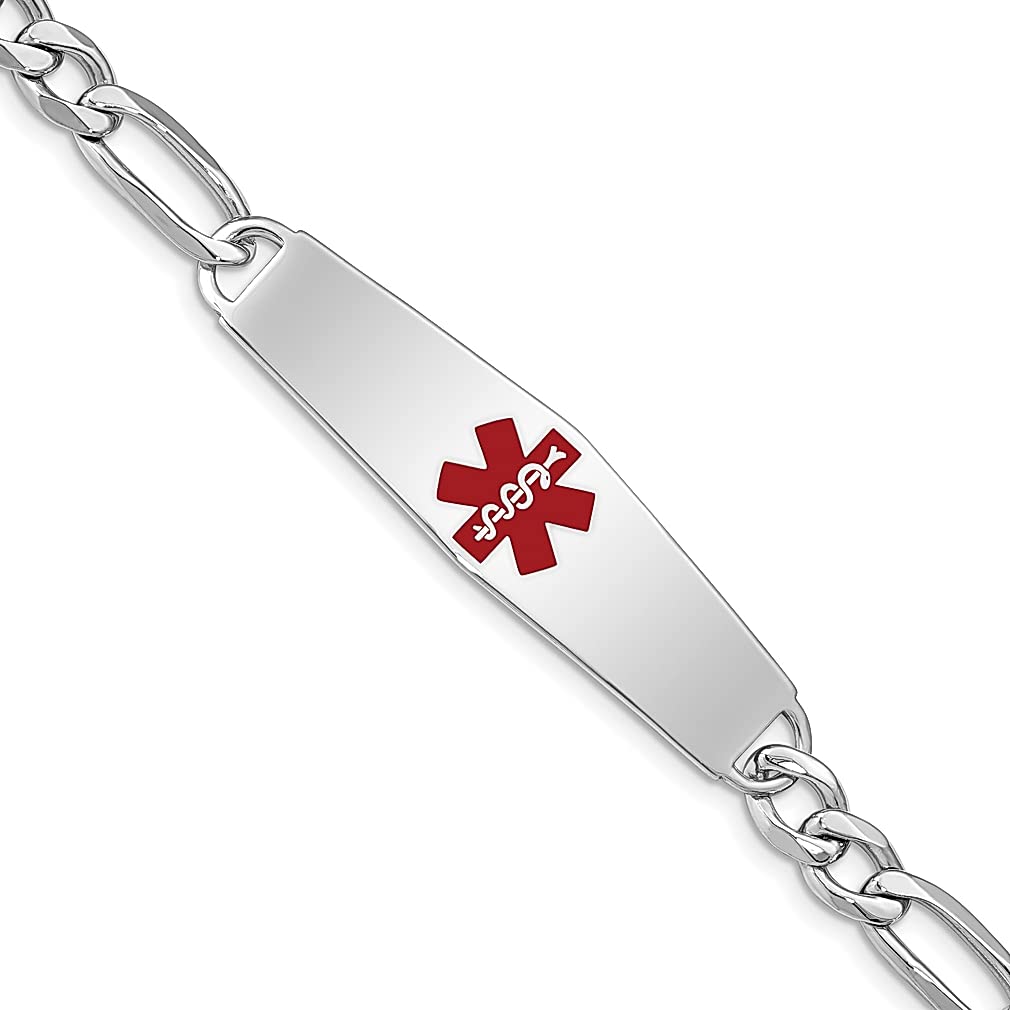 925 Sterling Silver Medical Alert ID Figaro Link Bracelet - 8 Inch Adjustable Fine Jewelry for Women | Emergency Medical Information Jewelry | Perfect Gift for Her, Mom, Wife | Great for Daily Wear, Travel & Health Safety