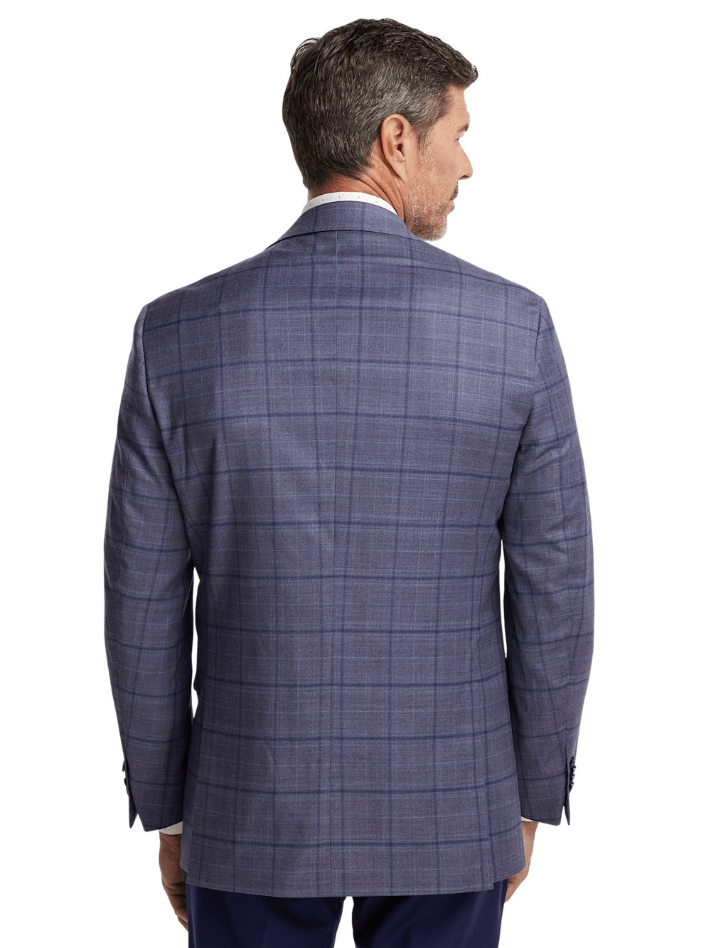Men's Wool Stretch Windowpane Single Breasted Notch Lapel Sport Coat - Purple | Business Casual Blazer for Office, Weddings & Formal Events