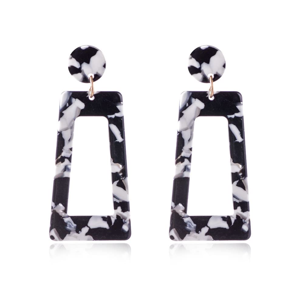 Geometric Acrylic Square Dangle Drop Earrings for Women - Colorful Resin Rectangle & Circle Statement Jewelry - Perfect for Parties, Weddings & Everyday Wear