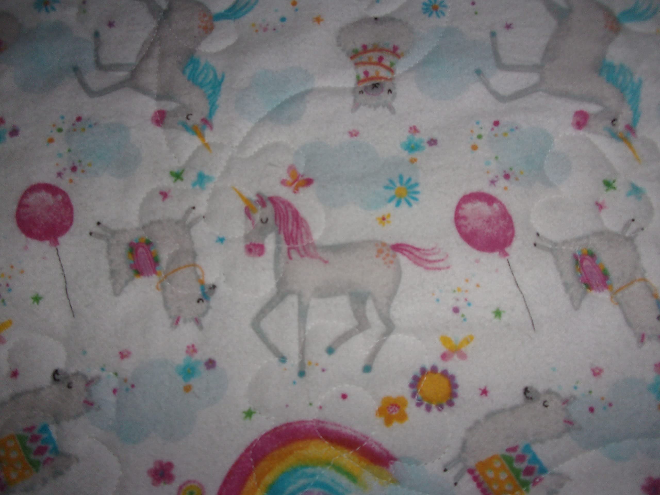 Soft Quilted Throw Blanket with Unicorns & Rainbows - 42